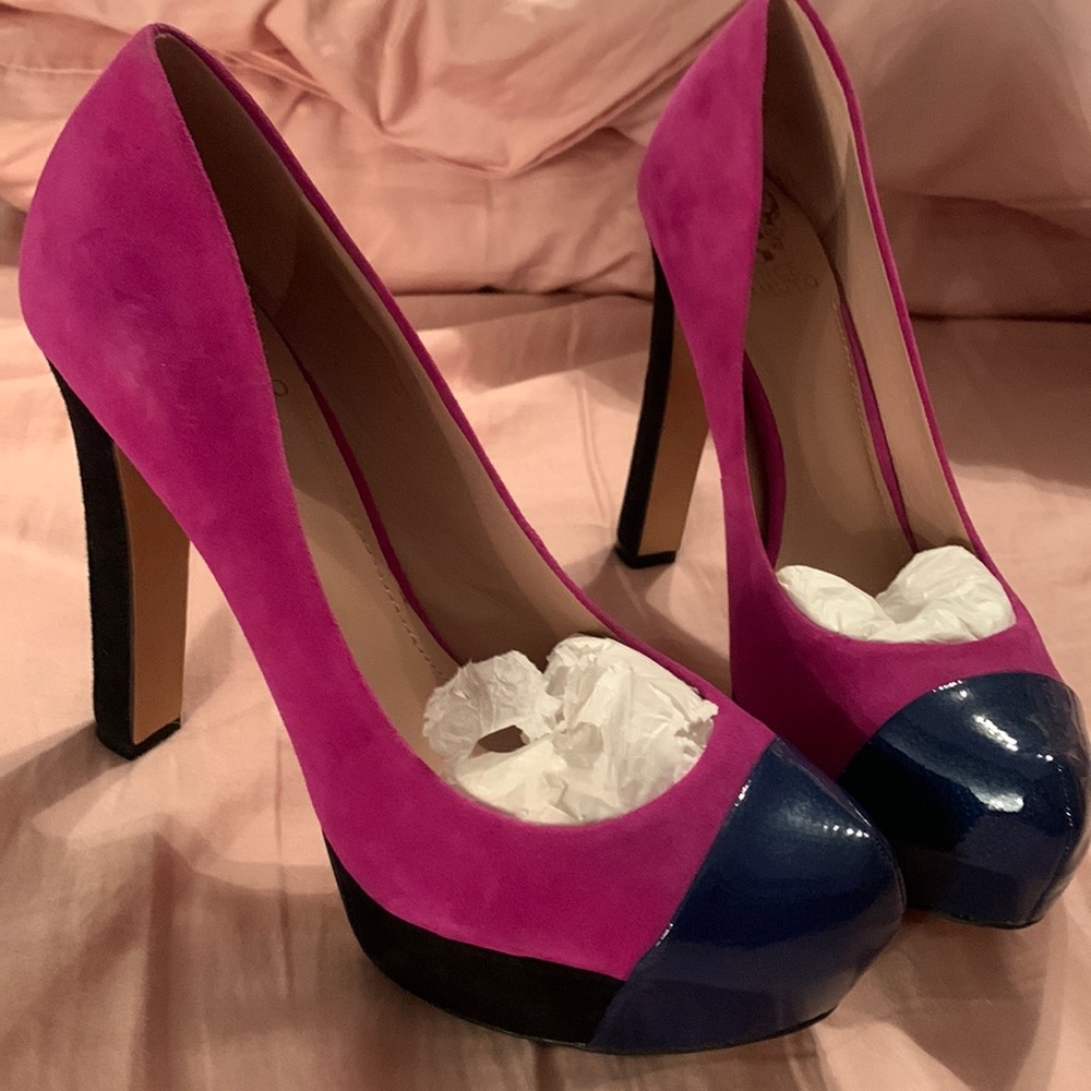 Vince Camuto Women’s Color-Block Suede Platform Heels | Size 9.5B